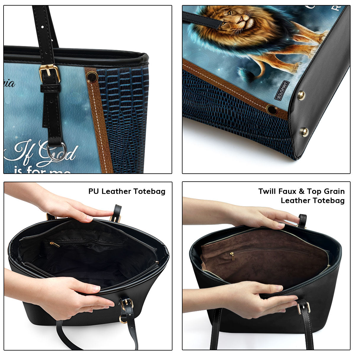 Must-Have Personalized Large Leather Tote Bag - If God Is For Me Who Can Be Against Me NUM461