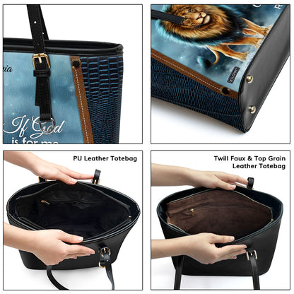 Must-Have Personalized Large Leather Tote Bag - If God Is For Me Who Can Be Against Me NUM461