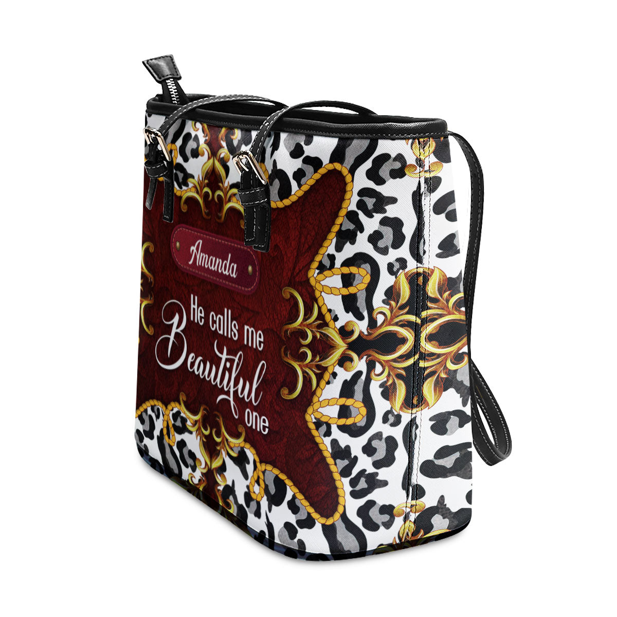 Special Personalized Large Leather Tote Bag - He Calls Me Beautiful One HIHN271