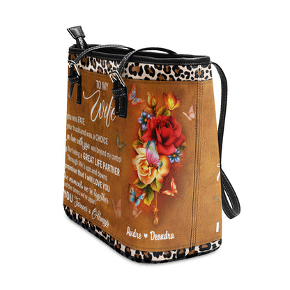 Meeting You Was  Fate - Meaningful Personalized Large Leather Tote Bag NUH268