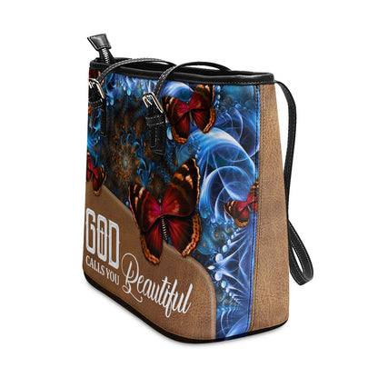 God Calls You Beautiful - Adorable Personalized Large Leather Tote Bag NUH273