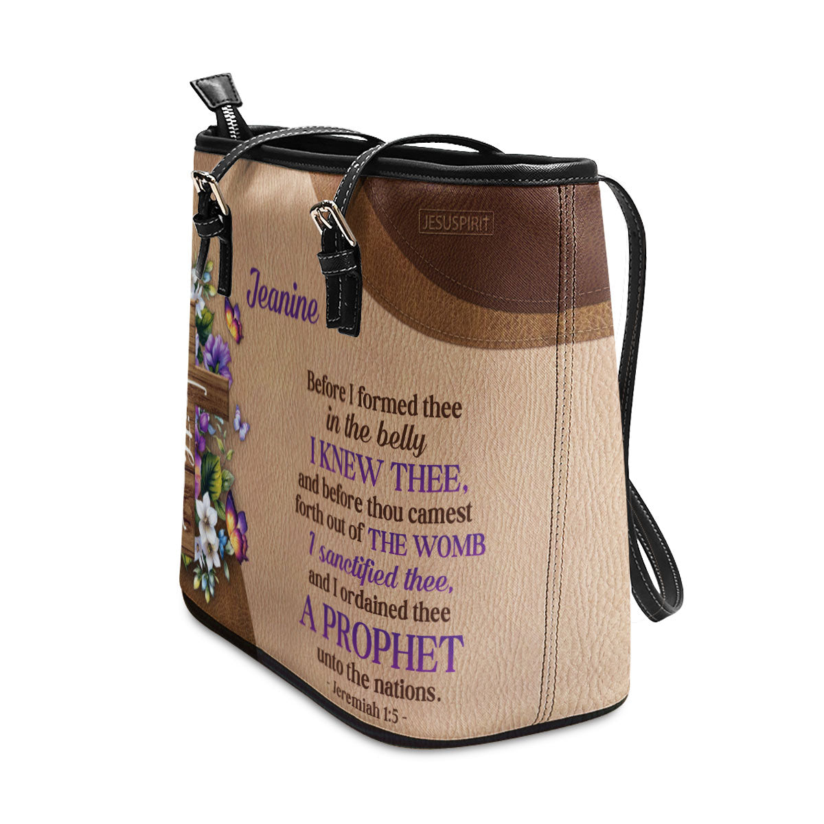 Special Personalized Large Leather Tote Bag - I Ordained Thee A Prophet Unto The Nations NUH487
