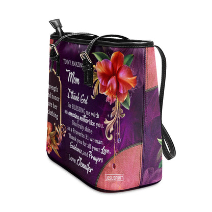 Personalized Large Leather Tote Bag - Thank You For All Your Love, Guidance, And Prayers NUM384