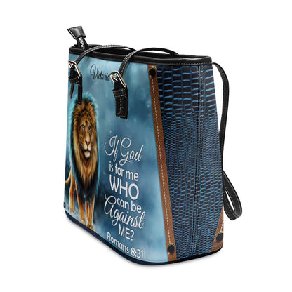 Must-Have Personalized Large Leather Tote Bag - If God Is For Me Who Can Be Against Me NUM461