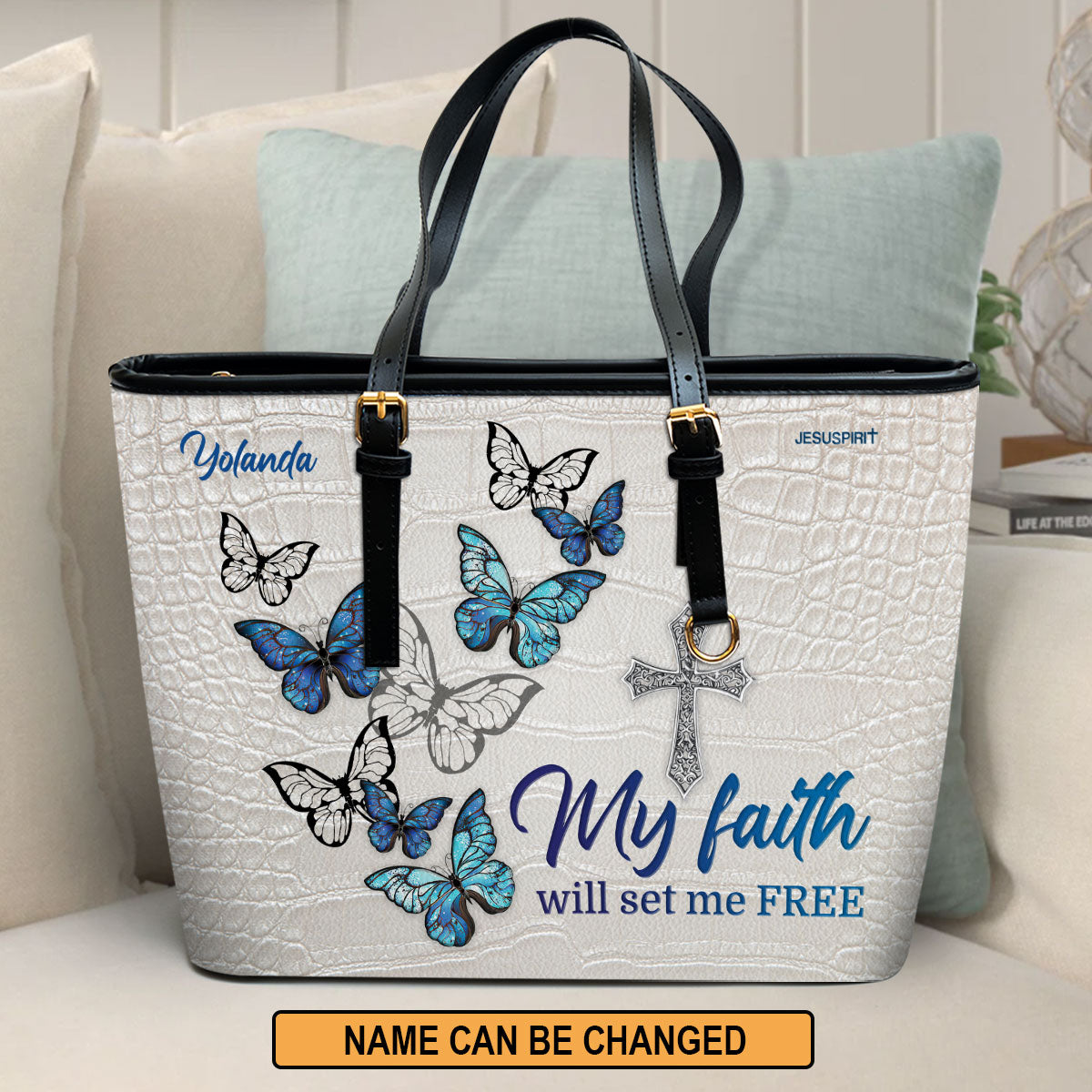 My Faith Will Set Me Free - Adorable Large Leather Tote Bag HHN421