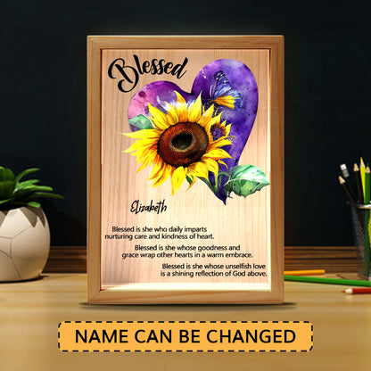 Jesuspirit Personalized Frame Light Box | Blessed Is She Whose Goodness And Grace Wrap Other Hearts In A Warm Embrace FLBHN08