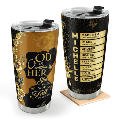 God Is Within Her She Will Not Fall | Personalized Stainless Steel Tumbler