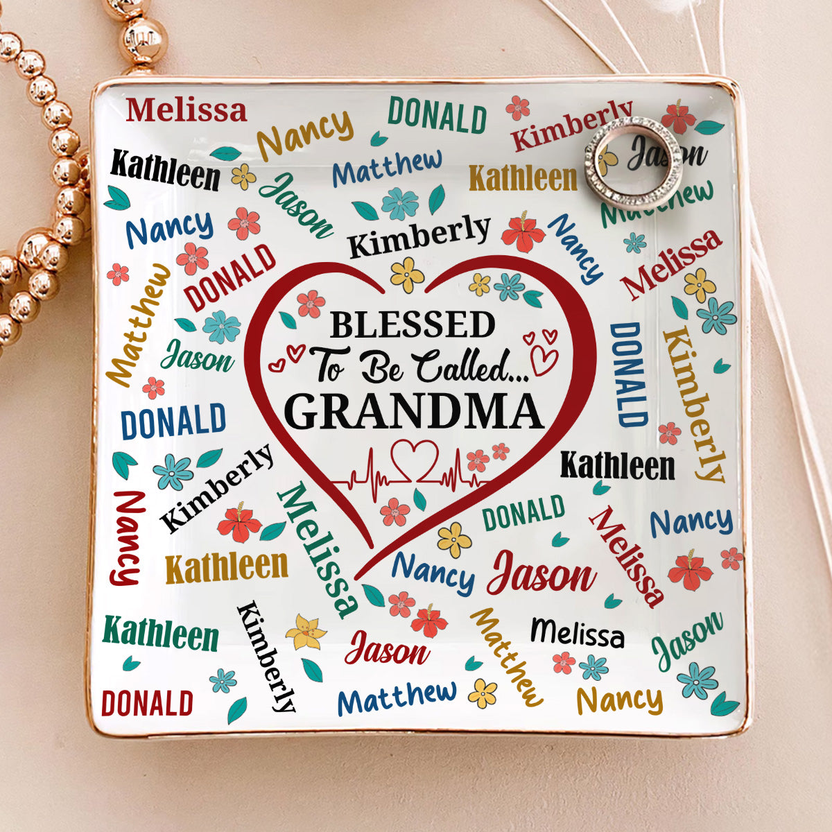 Blessed To Be Called | Personalized Ceramic Ring Dish Square
