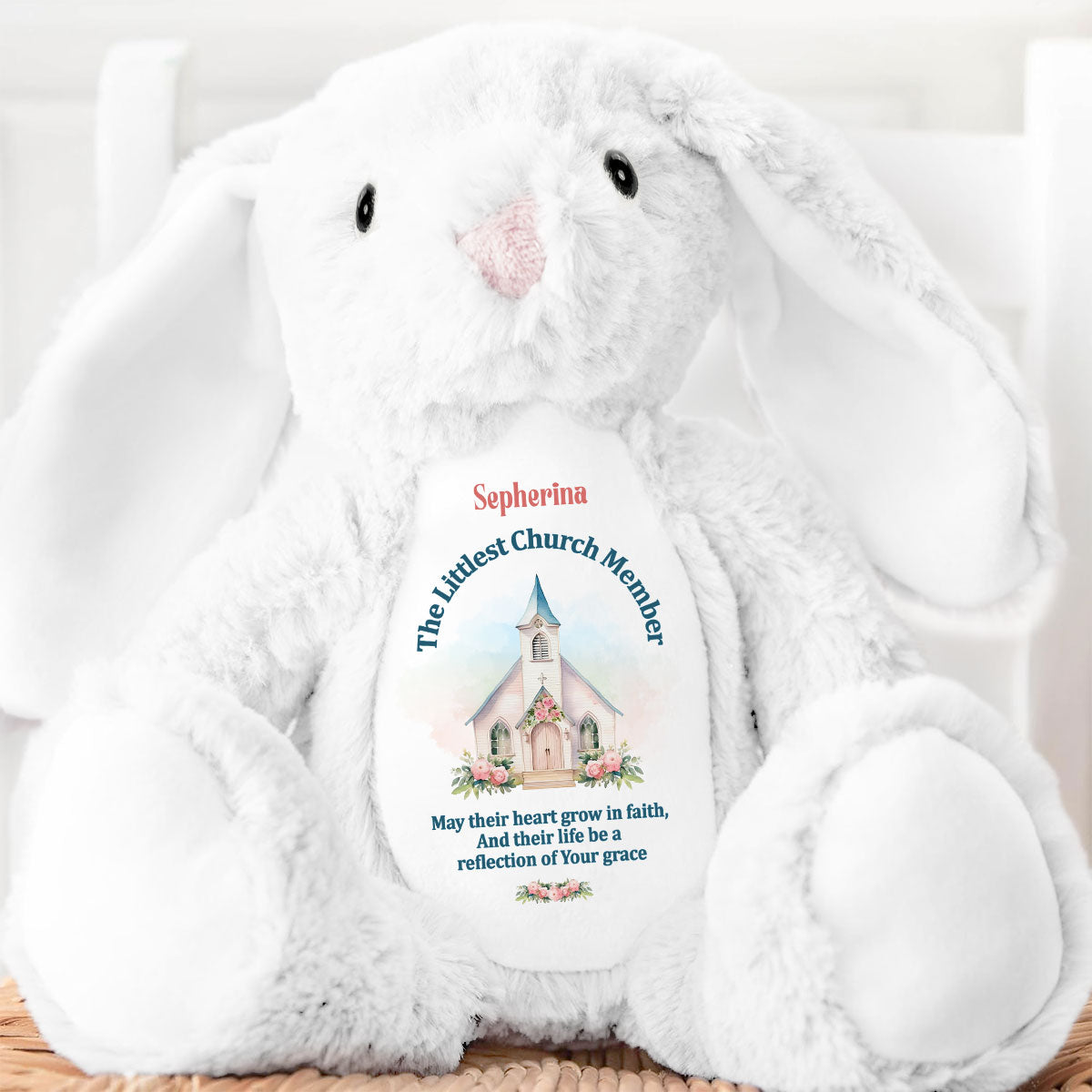 The Littlest Church Member - Personalized Stuffed Bunny
