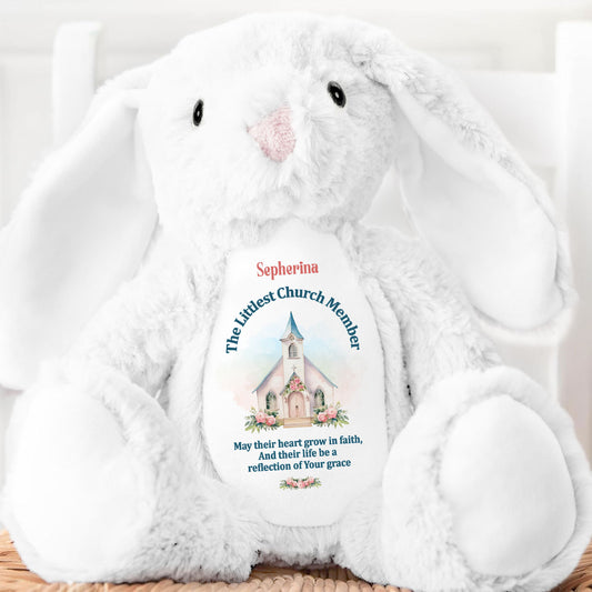 The Littlest Church Member - Personalized Stuffed Bunny