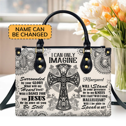 Jesuspirit | Personalized Leather Handbag With Zipper | I Can Only Imagine LHBM738