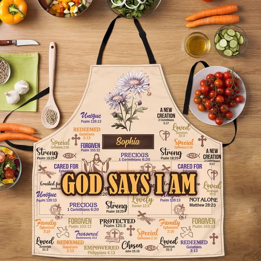 God Says I Am | Personalized Apron With Pocket