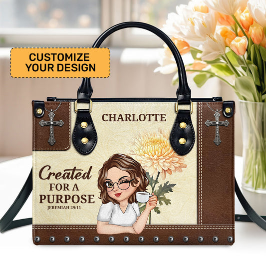 Created For A Purpose | Personalized Leather Handbag JSLHBPTN1313M
