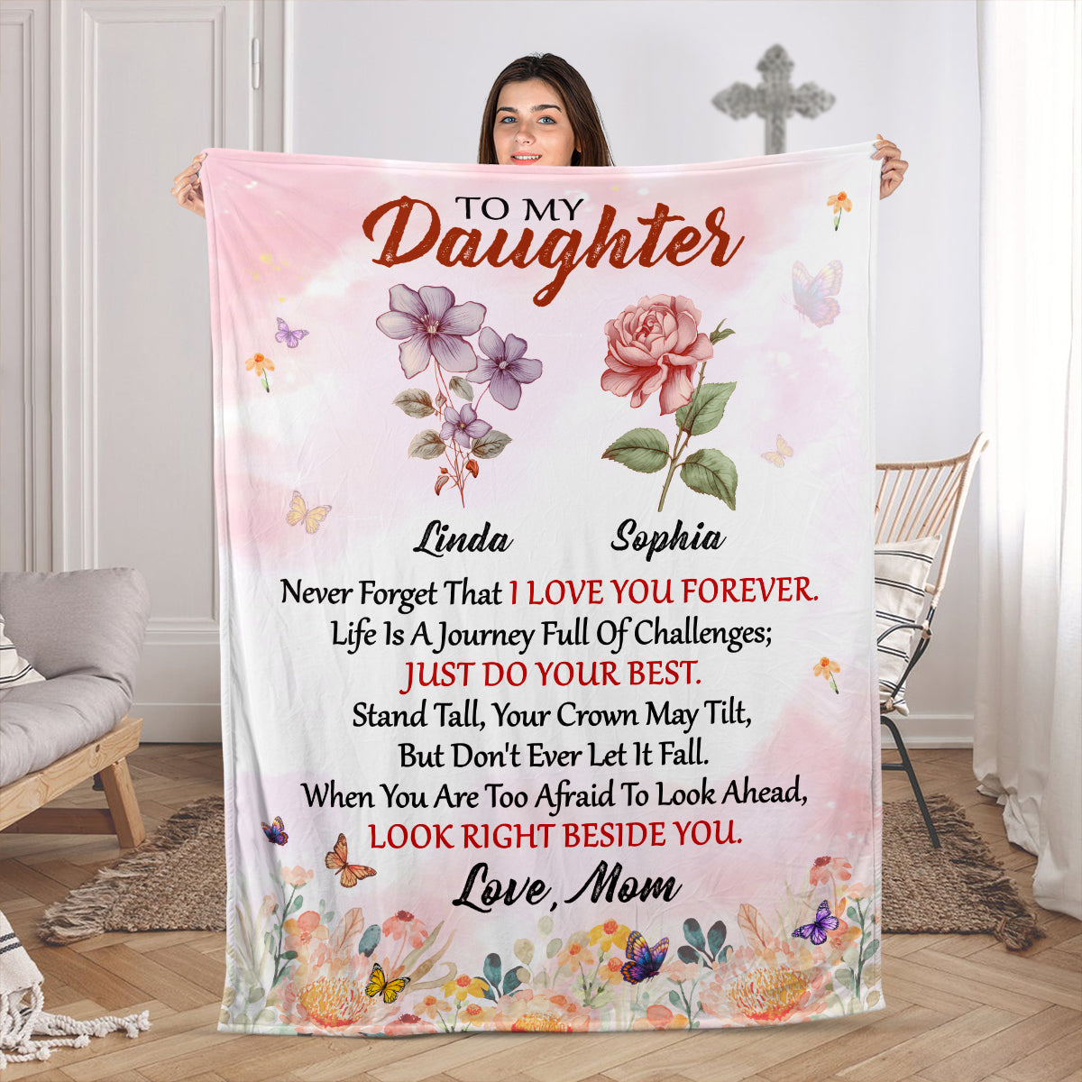 To My Daughter Never Forget That I Love You Forever | Personalized Fleece Blanket