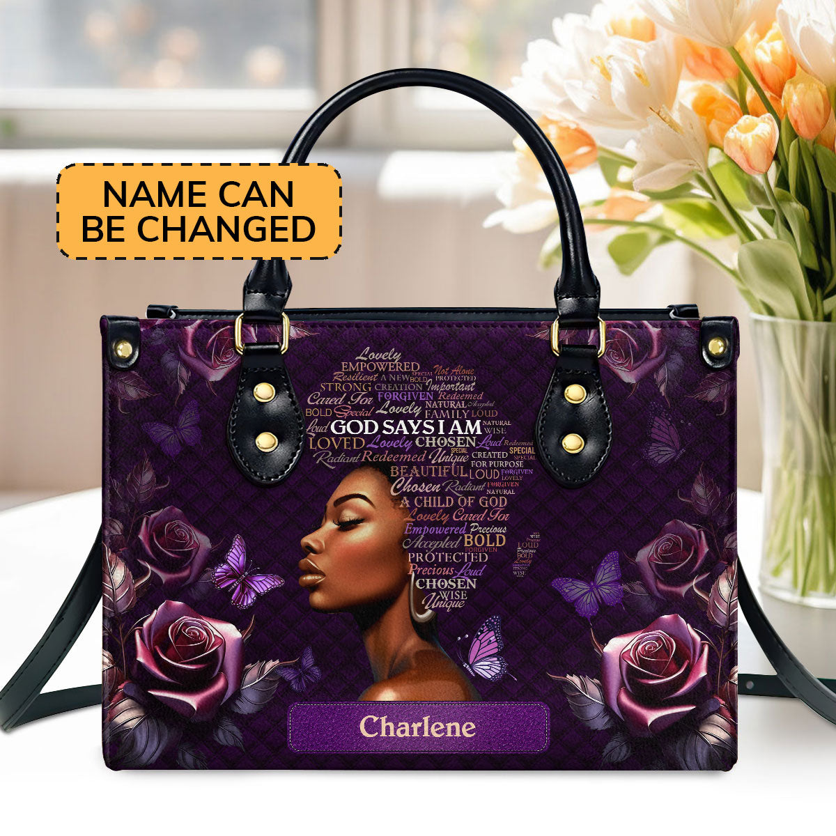 Jesuspirit | Personalized Leather Handbag With Zipper | Africa Map LHBM722A