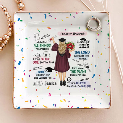 With God All Things Are Possible | Personalized Ceramic Ring Dish Square