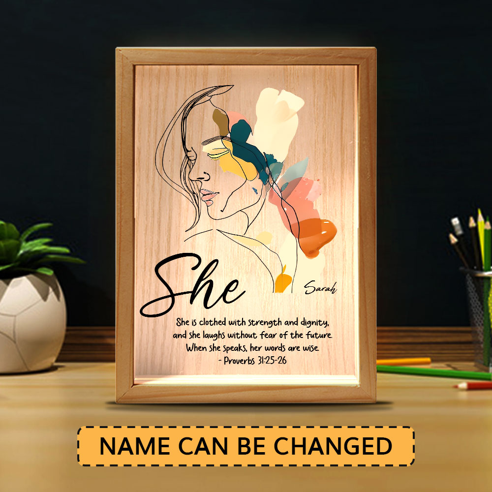 Jesuspirit Personalized Frame Light Box | When She Speaks, Her Words Are Wise FLBHN26