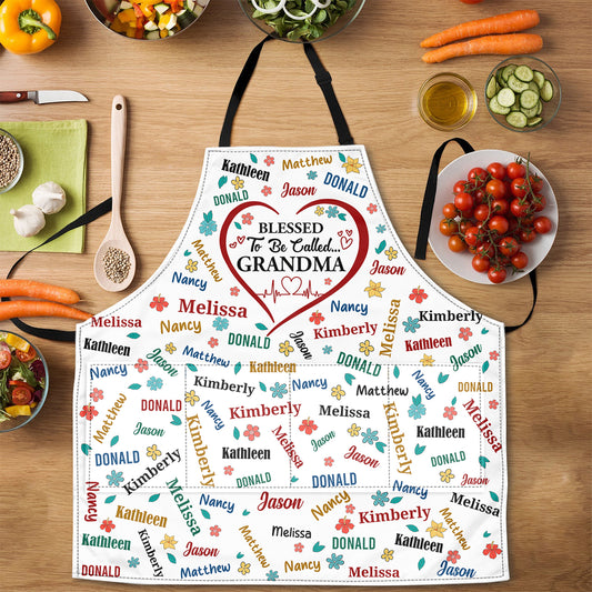 Blessed To Be Called Grandma Colorful | Personalized Apron With Pocket