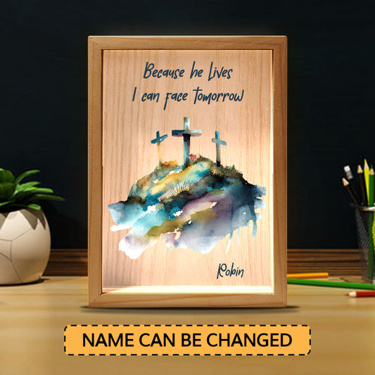 Jesuspirit Personalized Frame Light Box | Because He Lives I Can Face Tomorrow FLBHN07