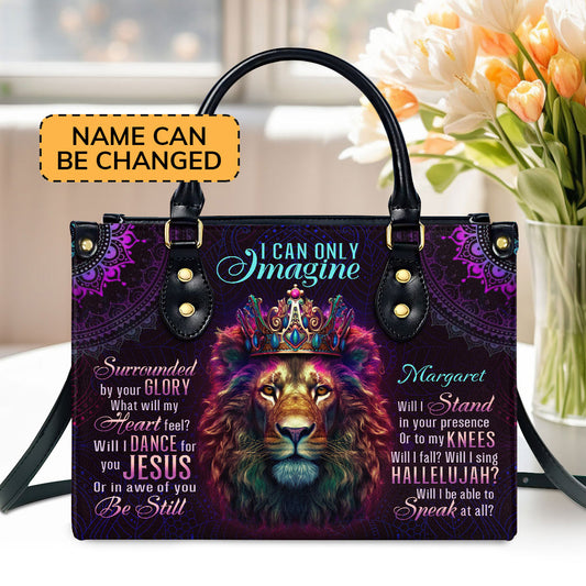 Jesuspirit | Personalized Leather Handbag With Zipper | Lion I Can Only Imagine LHBM736
