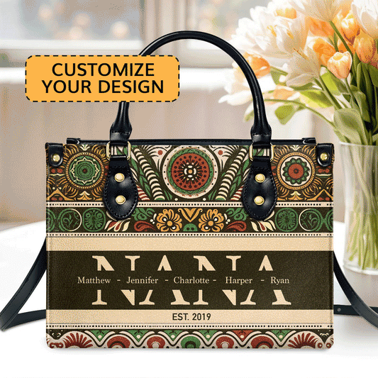 MomNana | Personalized Leather Handbag With Zipper LHBHN07