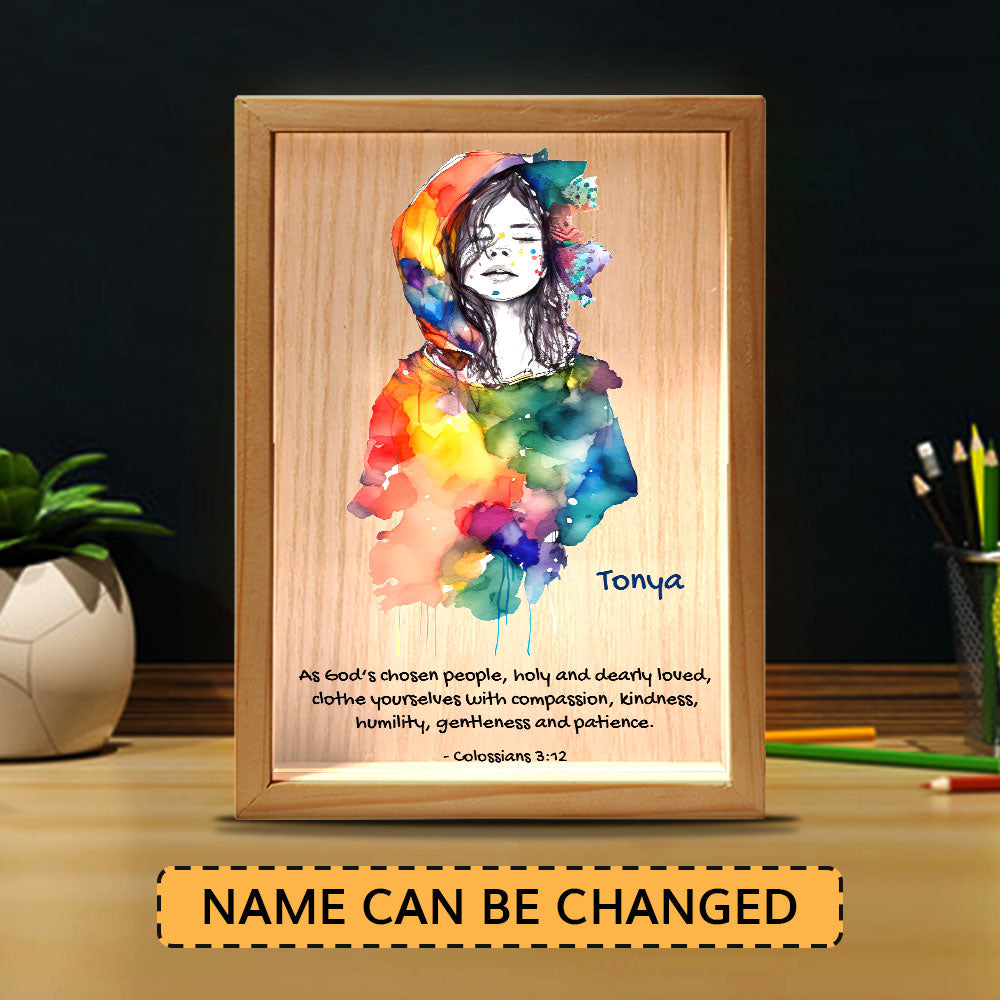 Jesuspirit Personalized Frame Light Box | Clothe Yourselves With Compassion FLBHN24