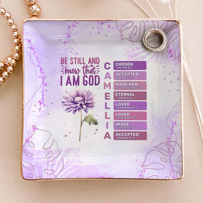 Be Still And Know That I Am God | Personalized Ceramic Ring Dish Square