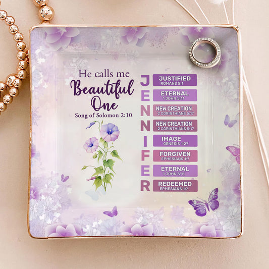 He Calls Me Beautiful One | Personalized Ceramic Ring Dish Square