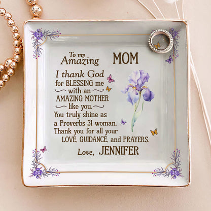 To My Amazing Mom | Personalized Ceramic Ring Dish Square