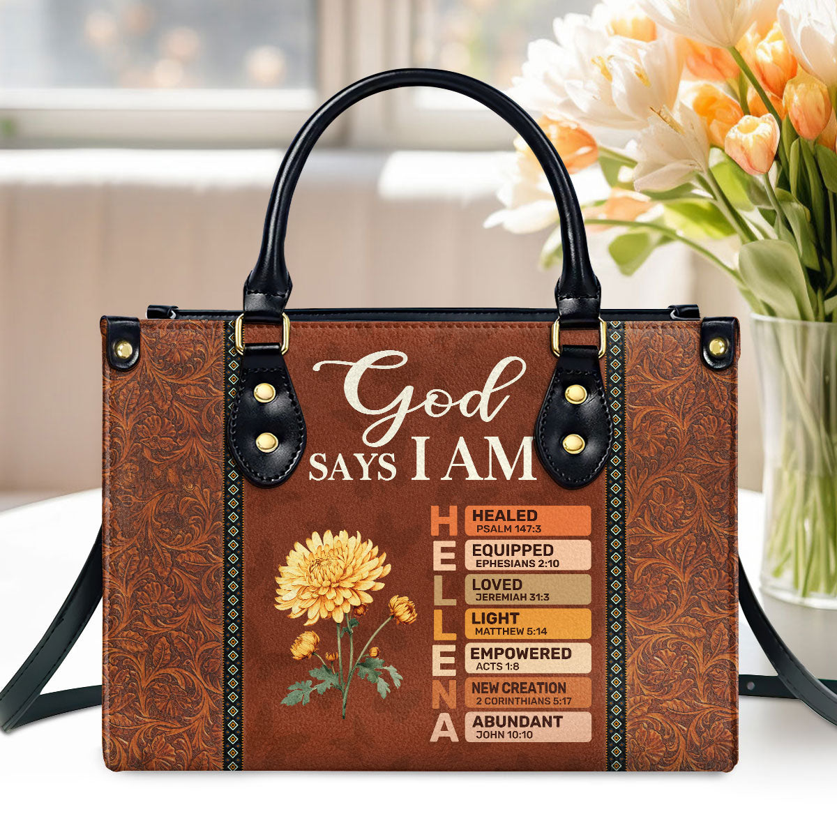 God Says I Am | Personalized Leather Handbag
