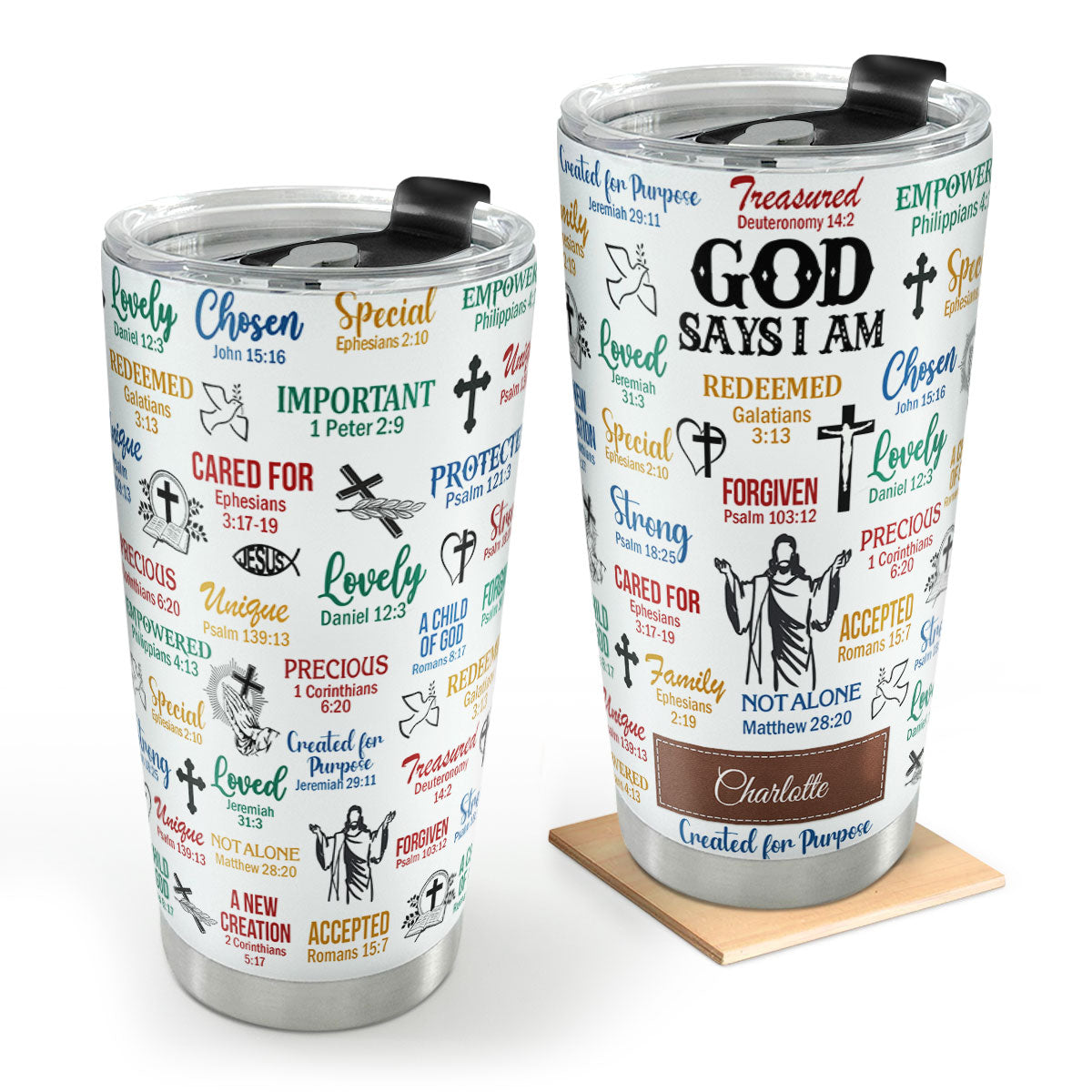 Jesuspirit | What God Says About You | Unique Scripture Gifts For Christian Friends | Personalized Christian Stainless Steel Tumbler SSTH742A