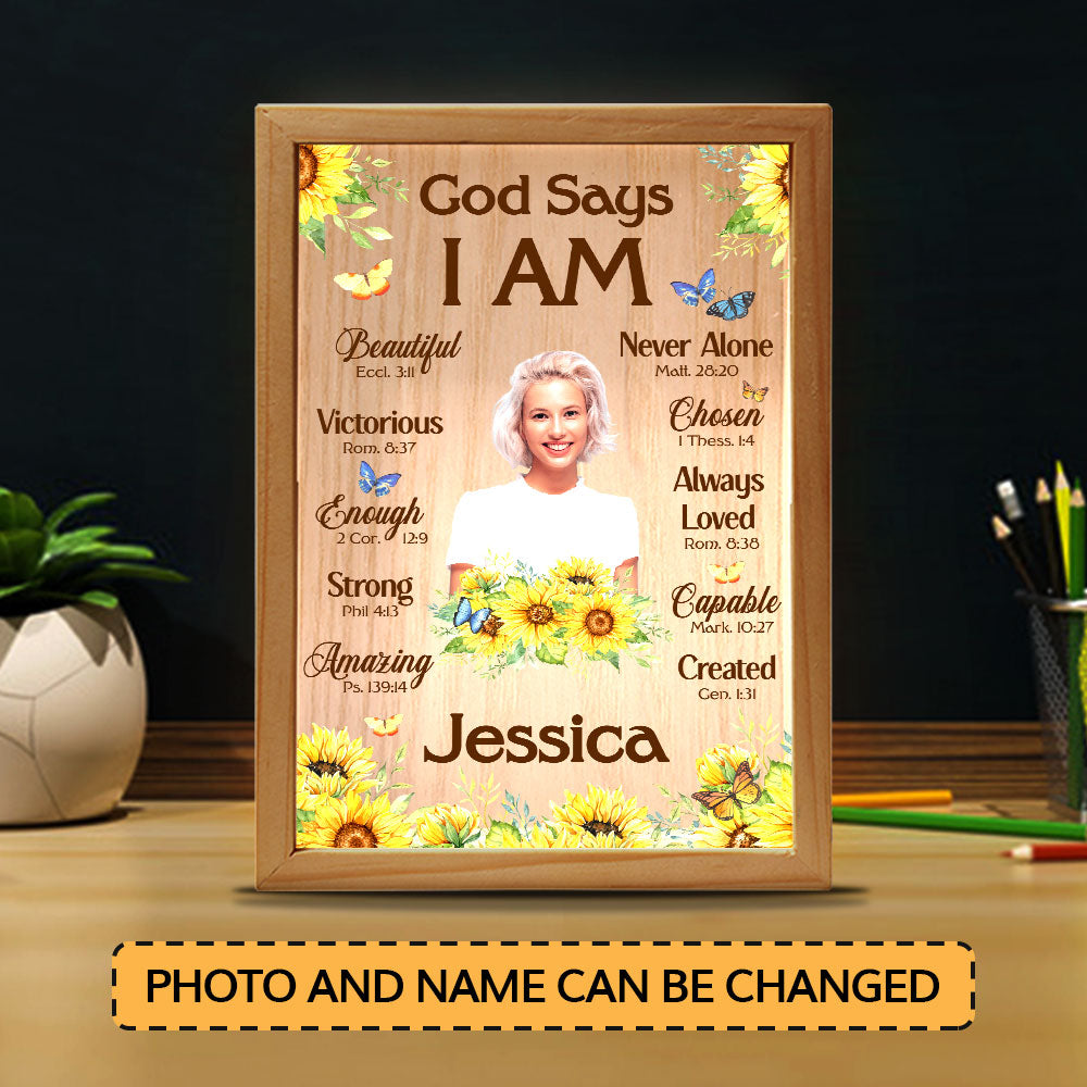 Jesuspirit Personalized Frame Light Box | God Says I Am FLBHN30