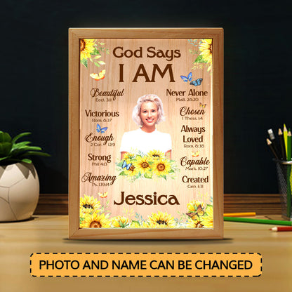 Jesuspirit Personalized Frame Light Box | God Says I Am FLBHN30