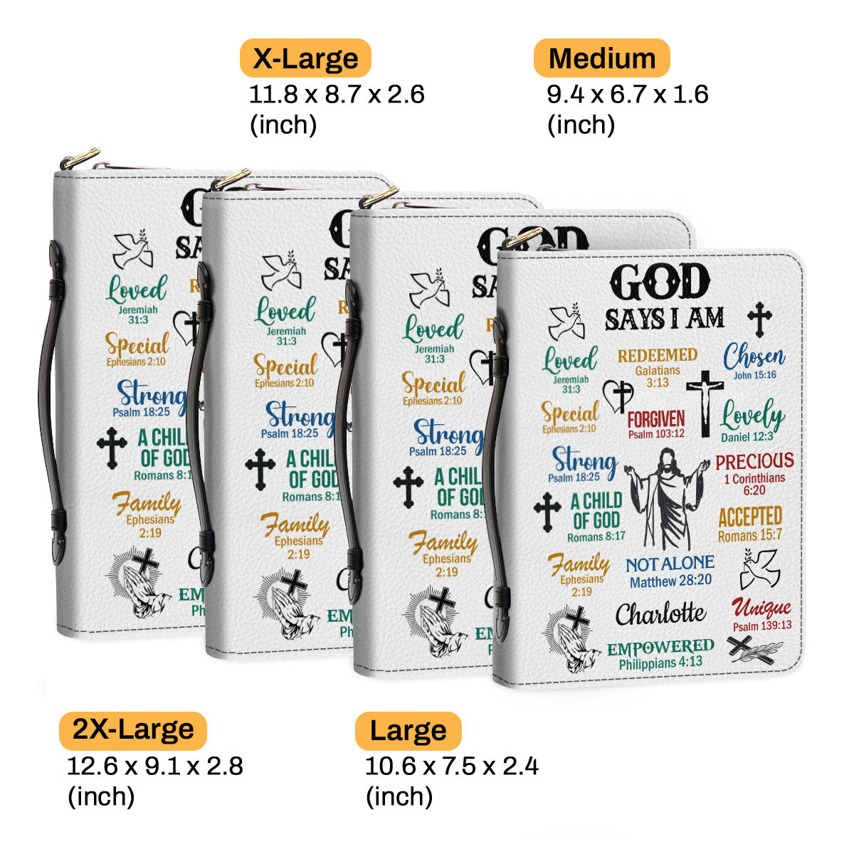 Jesuspirit |  What God Says About You | Inspirational Gifts For Christians Prayers | Personalized Zippered Bible Cover With Handle BCH742