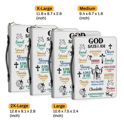 Jesuspirit |  What God Says About You | Inspirational Gifts For Christians Prayers | Personalized Zippered Bible Cover With Handle BCH742
