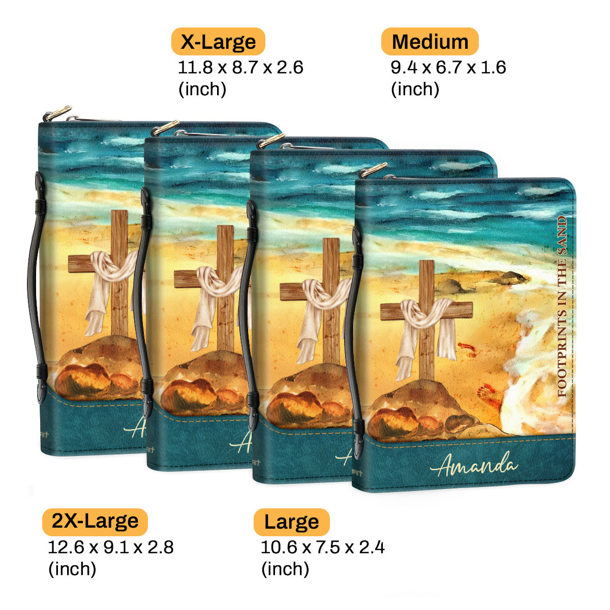 Jesuspirit Personalized Bible Cover | Leather Bible Case With Name | Footprints In The Sand BCNUHN490