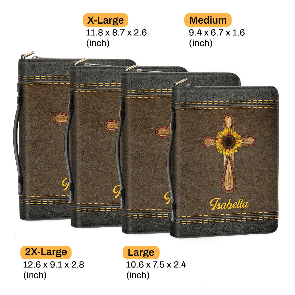 Jesuspirit Personalized Bible Cover With Handle | God Has Amazing Plan For Your Life | Cross And Sunflower | Zippered Bible Carrying Case HN150