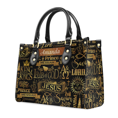 Jesuspirit | Personalized Leather Handbag With Zipper | Lamb Of God LHBM731
