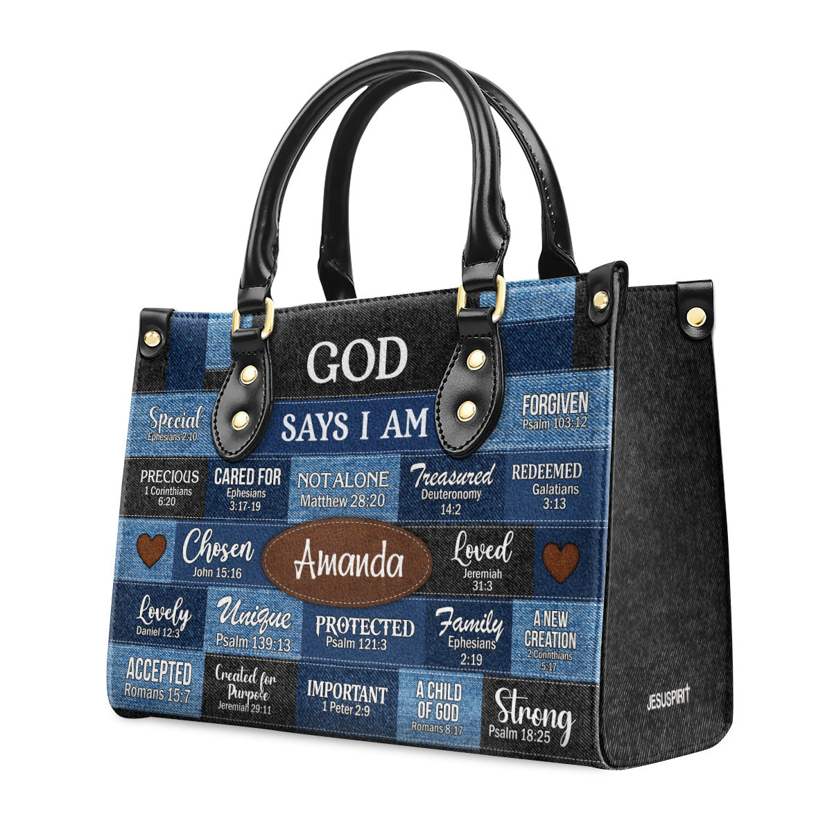 Jesuspirit | God Says You Are | Personalized Leather Handbag With Zipper | Gift For Her LHBNUHN681