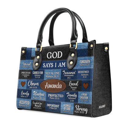 Jesuspirit | God Says You Are | Personalized Leather Handbag With Zipper | Gift For Her LHBNUHN681