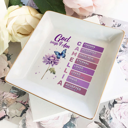Birth Month Flowers Butterflies | Personalized Jewelry Dish