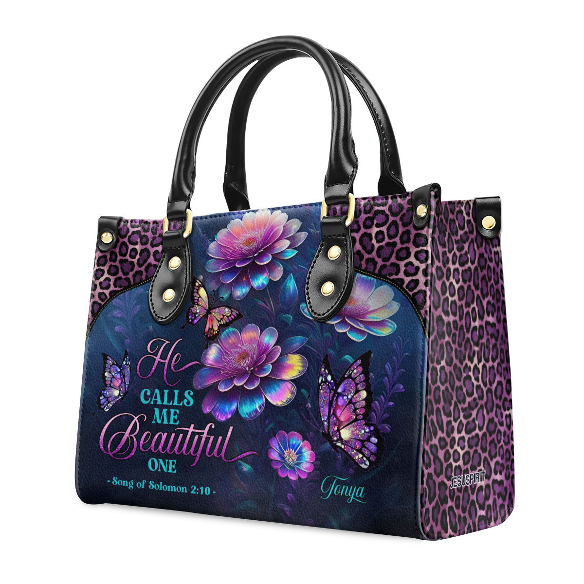 Jesuspirit | Personalized Zippered Leather Handbag With Handle | Religious Gift For Worship Friends | He Calls Me Beautiful One LHBM770