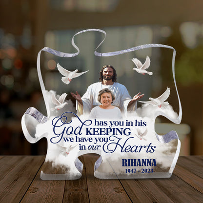 Safe In The Arms Of Jesus | Personalized Custom Shaped Squared Acrylic Plaque JSAPPPT1580M