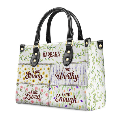 Jesuspirit | I Am Enough | Personalized Zippered Leather Handbag With Handle | Religious Gift For Worship Friends LHBNUHN680