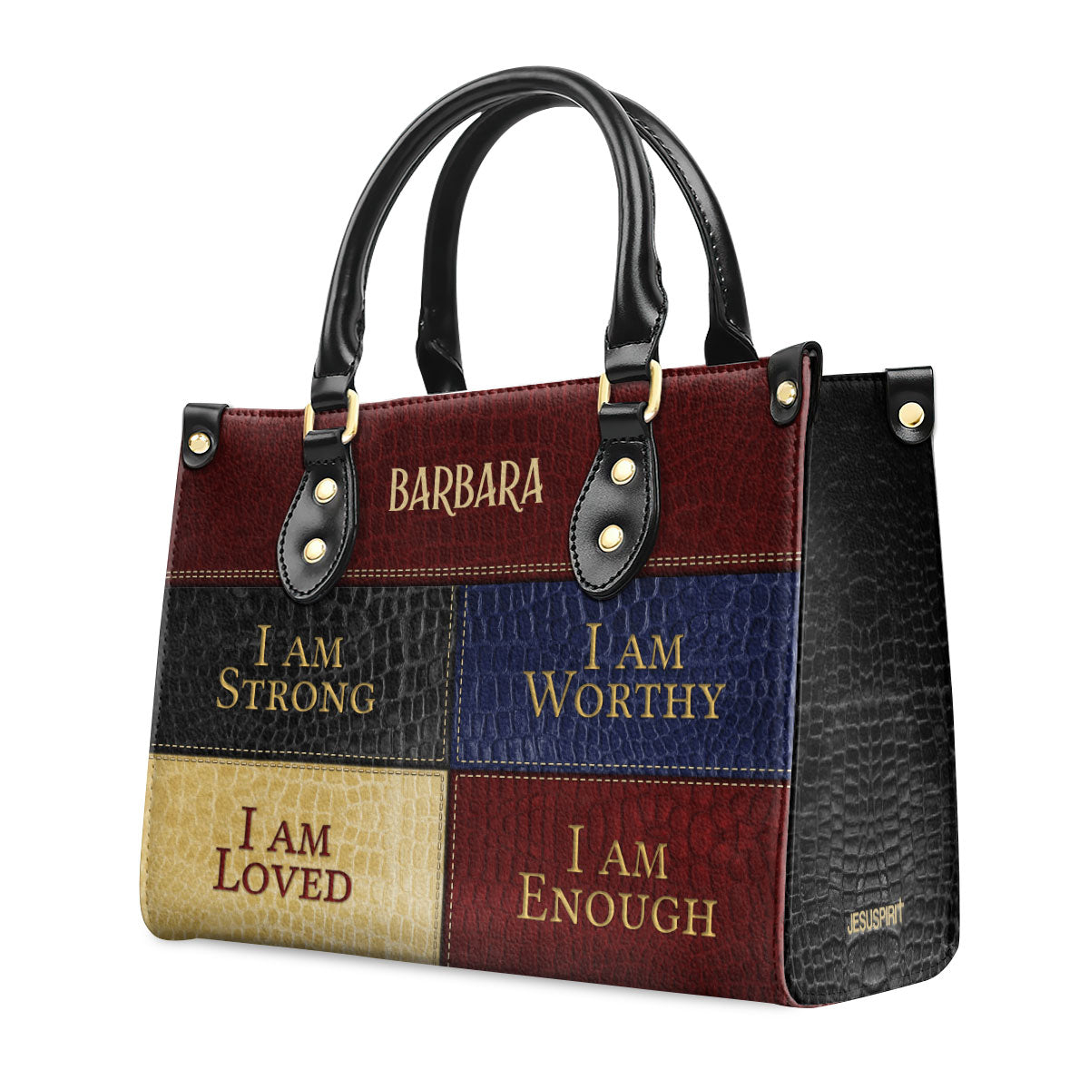 Jesuspirit | I Am Loved | Personalized Zippered Leather Handbag With Handle | Religious Gift For Worship Friends LHBNUHN680