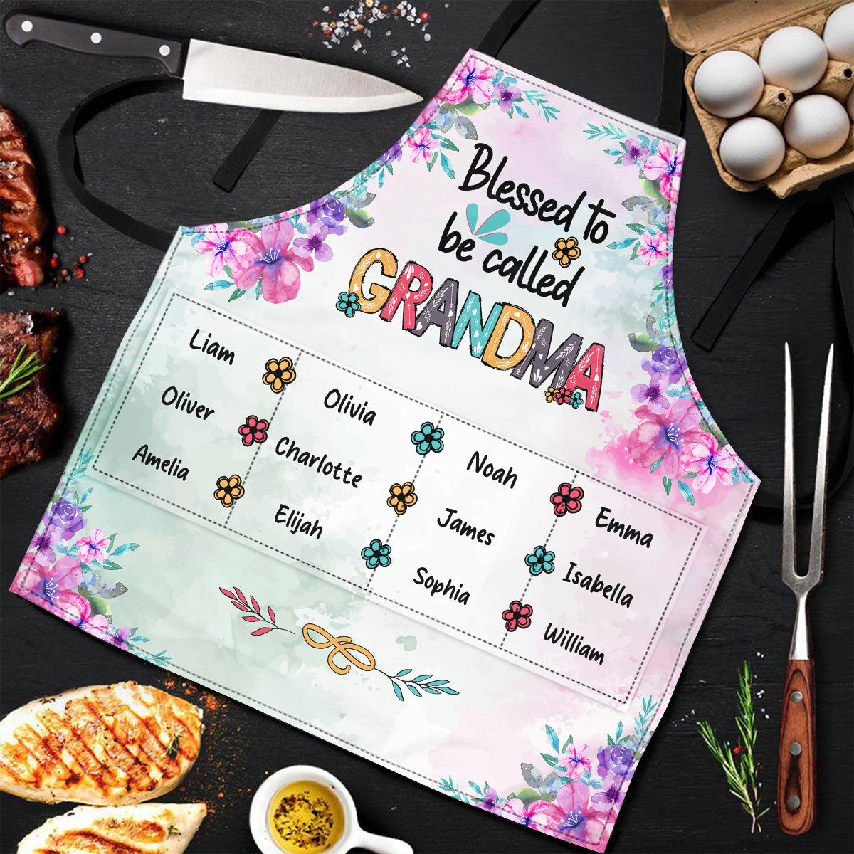 Blessed To Be Called Grandma/Nana | Personalized Apron With Pocket