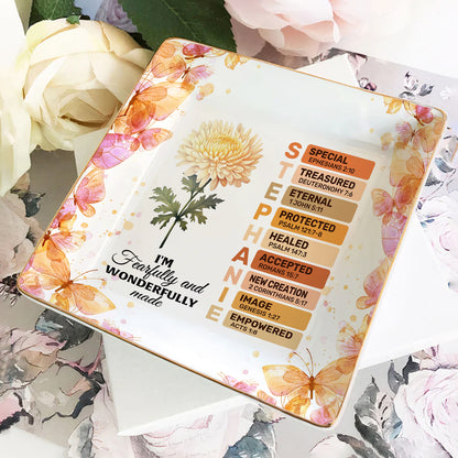 Fearfully And Wonderfully Made | Personalized Ceramic Ring Dish Square