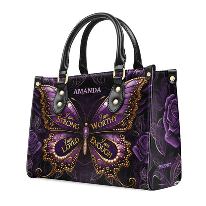 Jesuspirit | Personalized Zippered Leather Handbag With Handle | Religious Gift For Worship Friends | I Am Love LHBM757