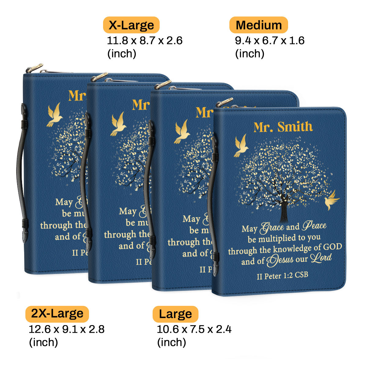 Jesuspirit | Grace And Peace | Personalized Zippered Bible Cover With Handle | Christian Inspirational Gifts For Pastor BCNAM1003A