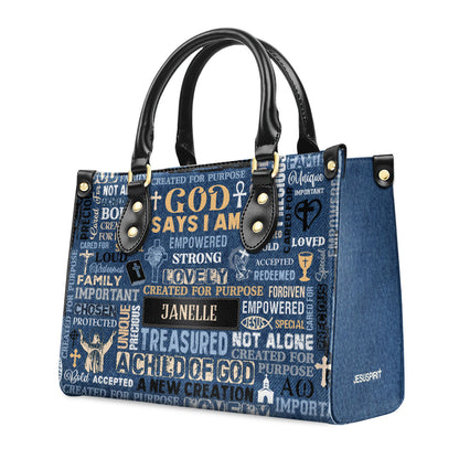 Jesuspirit | Personalized Leather Handbag With Zipper | I Am A Child Of God LHBM776